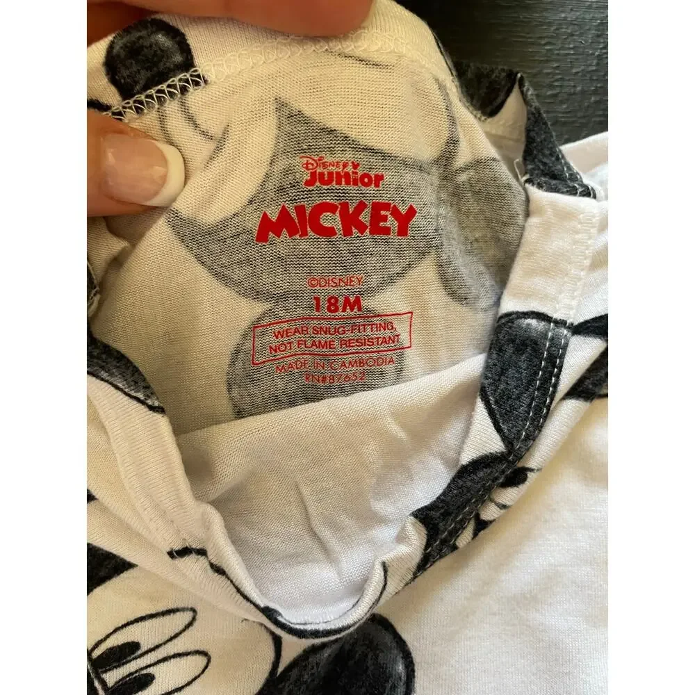 DISNEY JUNIORS Toddler 2pc Sketchy Mickey Mouse Viscose Pajama Set - 18 Months